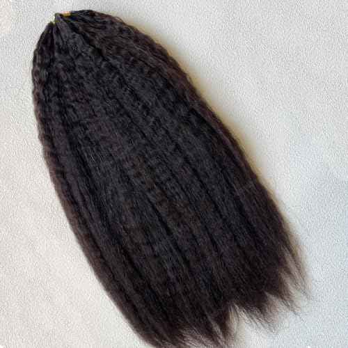 Kinky Straight Knotless Pre Separated Crochet Human Hair Extensions Pre Looped Braids Bundles With Threading Burmese Virgin Human Hair for Braiding Micro Link Meadow Hair 18inch 60g
