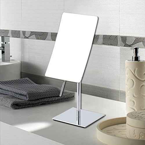 Table Standing Rectangular Vanity Makeup Mirror with 3X Magnification, High Adjustable, Made of 304 Stainless Steel, for Hotel Bathroom Polished Chrome