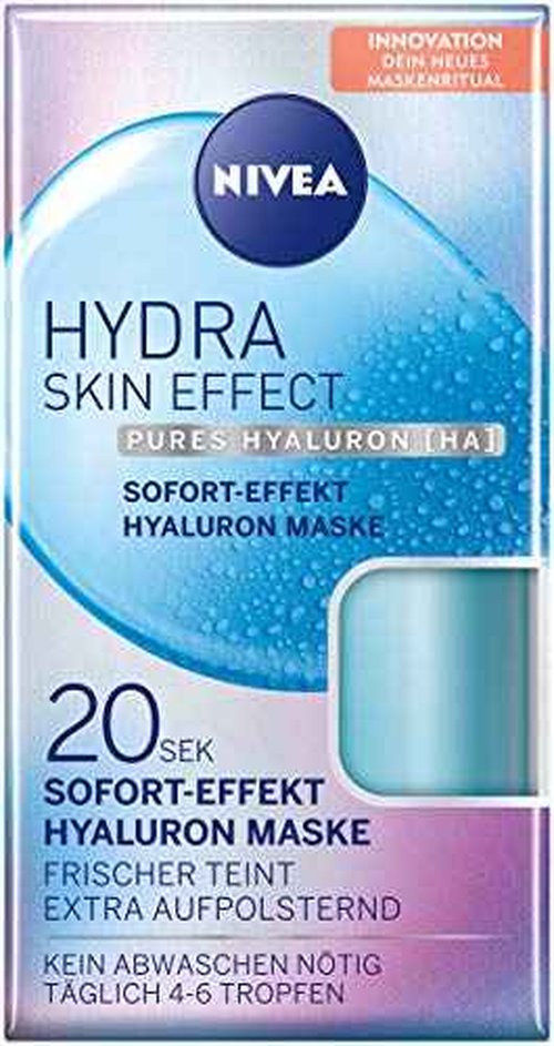 NIVEA Hydra Skin Effect 20 Seconds, Instant Effect Hyaluronic Mask, 100 ml, Face Mask for Preparing for Day and Night Cream, Mask with Pure Hyaluronic
