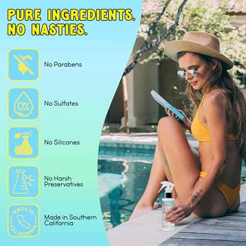Pre-Swim Hair Protection Spray ? Chlorine, Salt Water & Sauna for Swimmers - Coconut Oil, Jojoba, Aloe Vera & Vitamin E Leave-In Conditioner - Protects Color-Treated & Dry Hair, Made in USA