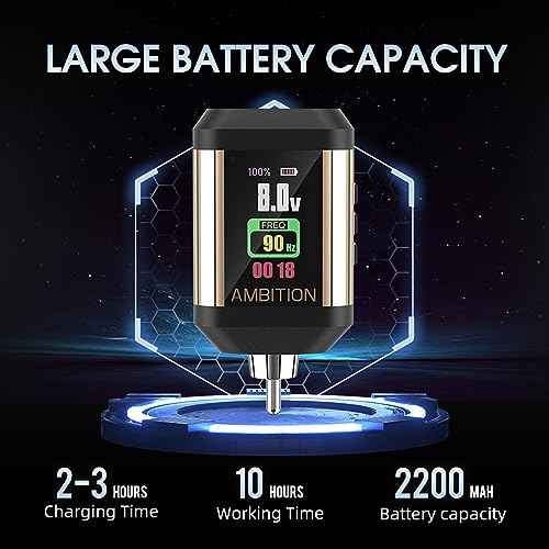 Tattoo Power Supply - Ambition Korall Wireless Tattoo Battery Pack 2200mAh Mini Portable RCA Color LED Digital Display for Rotary Tattoo Machine