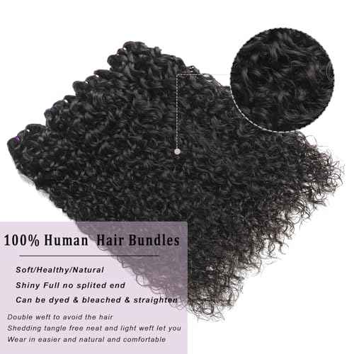 Beauty Queen 16A Raw Hair Water Wave Bundles 14 16 18 Inch 3 Bundles 100% Unprocessed Brazilian Virgin Hair Bundles Quick Weaves Water Curly Hair Extensions Natural Black