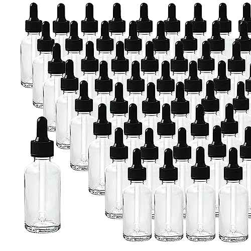 48 Pack 1/2oz Clear Glass Dropper Bottles, Eye Dropper Bottles with Glass Droppers for Essential Oils, Perfumes(15ml, Clear)