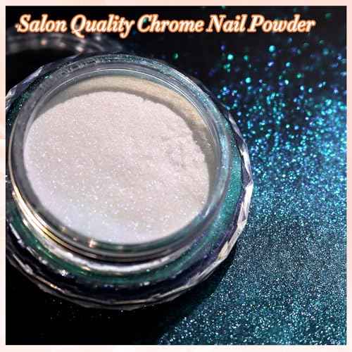 Unicorn Chrome Nail Powder, Aurora Unichrome Mermaid Aurora Pigment Pearlescent Nail Art Glitter Dust Decoration for Home DIY Salon Manicure - Ocean Glimmer