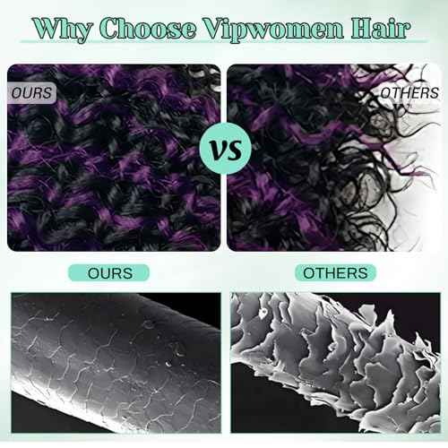 Black Mix Purple Water Wave Bundles Human Hair 12 14 16 Inch 12A Highlight Purple Ombre Wet and Wavy Human Hair Bundles 100% Unprocessed Brazilian Virgin 3 Bundles Human Hair Extensions for Women