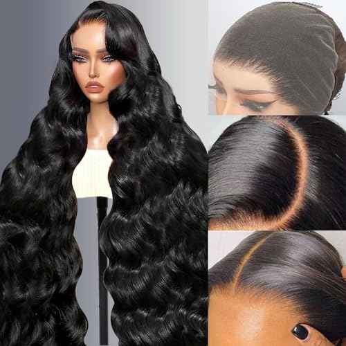 30 Inch Body Wave Lace Front Wigs Human Hair With Baby Hair 13x6 Hd Lace Frontal Wigs Pre Plucked Black Body Wave Wig Human hair 220% Density Long Black Lace Front Wigs For Women
