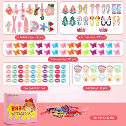 Toddler Girls Hair Accessories Kit, Little Girl Hair Clips Set Hair Stuff Kids Hair Ties Accessory Kits Variety Pack Cute Barrettes Hair Clip Sets Toddlers accesorios cabello ni?as 4-6 3 4 5 Year Old