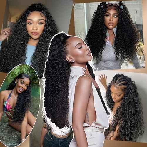 Deep Wave Human Hair Bundles 14 16 18 Inch Water Wave Bundles 15A Brazilian 100% Unprocessed Virgin Human Hair Wet and Wavy Bundles Double Weft Deep Curly Weave 3 Bundles Natural Black
