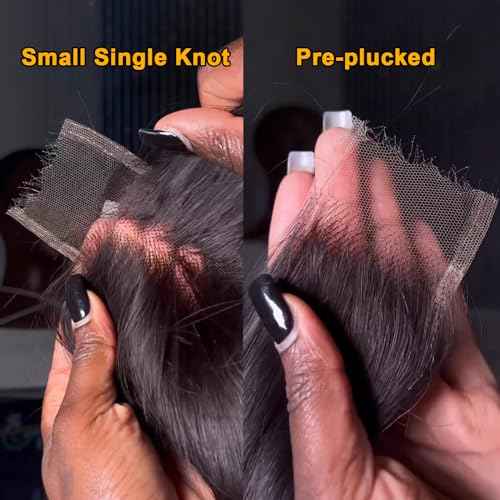 BEEOS 2x6 SKINLIKE Real HD Lace Closure, Straight Human Hair Pre-Plucked Bleacheck Knots 0.10mm Ultra-thin Invisible Swiss Lace 12 Inch