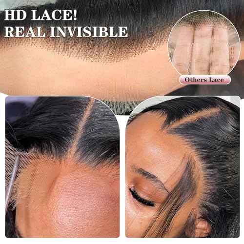 13x4 Body Wave Lace Front Wigs Human Hair 180% Density HD Transparent Pre Plucked Glueless Wigs for Women Bleached Knots with Baby Hair 24inch