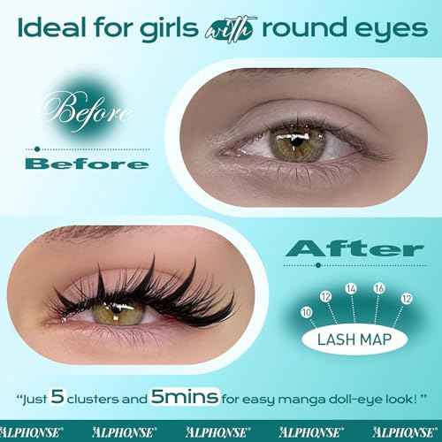 Anime Lash Clusters Fairy Manga Lashes Clusters 10-16mm Mixed Spiky Cluster Eyelash Extensions 135pcs Wispy Individual Lashes by ALPHONSE
