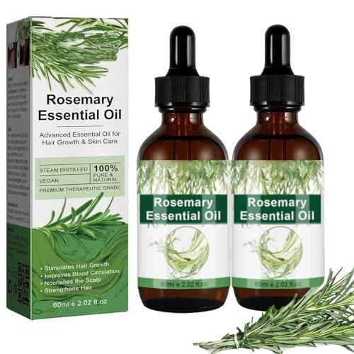 Aceite de Romero para Crecimiento y Tratamiento Capilar, Gotero para Estimular el Crecimiento del Cabello y Prevenir la Ca?da, 60ML/2.2 Fl Oz (2 Unidades)