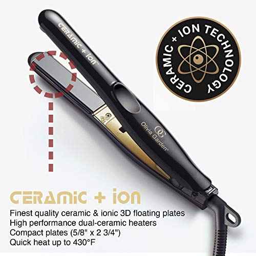 Olivia Garden Ceramic + Ion Pro Flat Iron - Dual Voltage, 11 Temps, 3D Floating Plates