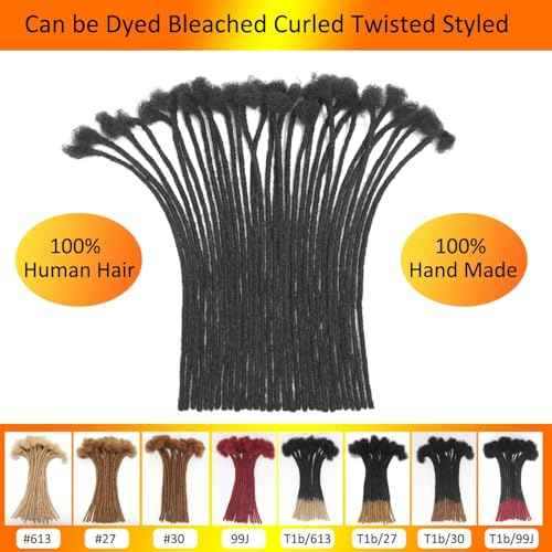 0.4 cm Loc Extensions Human Hair 100 Strands Dreadlock Extensions Human Hair Loc Extensions Dreads Extensions for Men Women Kids 6 Inch Real Human Hair Locs 1B Natural Black Handmade Permanent Locs