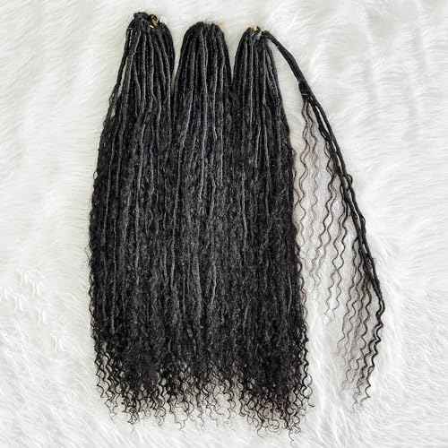 Boho Locs Crochet Braids Pre Looped With Human Hair Extensions Curly Ends Deep Wave Goddess Soft Locs Box Knotless Braids Hair Synthetic Dreadlocks Braiding for Women CHARMING YOU 22 Inch 24Strands