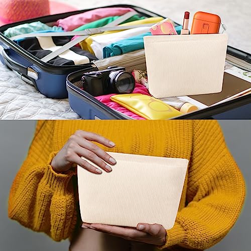 LOIDOU Cosmetic Bag for Women Girls Corduroy Makeup Bag for Purse Makeup Organizer Bag Zipper Storage Pouch Travel Essentials