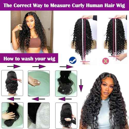 Deep Wave Lace Front Wigs Human Hair Pre Plucked 13x6 Curly Human Hair Wig 200% Density Wet and Wavy Glueless Wigs Human Hair Brazilian Deep Wave Wigs