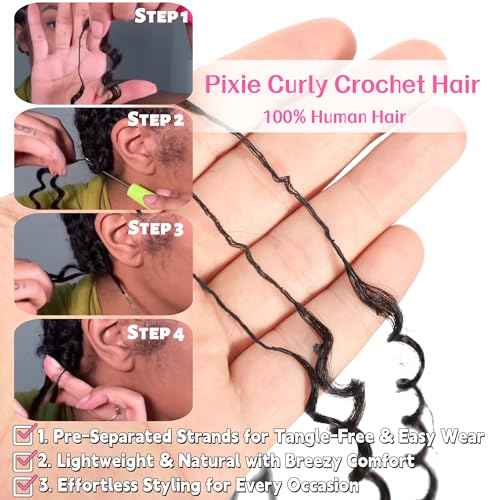 Afro Kinky Curly Knotless Pre-Separated Crochet Hair Extensions 140G Micro Pre Looped Crochet Human Hair Extensions Curly 100% Human Hair Extensions Natural Color (Natural Black(140g), 16 Inch)