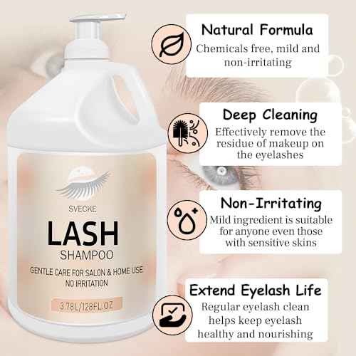 Eyelash Shampoo, 128 fl.oz/3.78L, with 50 Lash Extension Aftercare Cards, Foaming Cleanser for Professional Salon and Home Use
