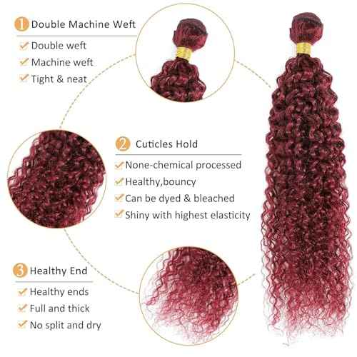 34 Inch Vinmdonm Burgundy Bundles Human Hair 99J Kinky Curly 1 Bundle Unprocessed Brazilian Virgin Hair Color Red Bundles