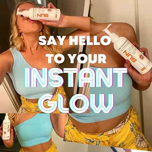 Sun Laboratories By Giesee Tan Overnight Self Tanning Lotion 32 oz - Medium To Dark Self Tanner, Sunless Tanning Lotion, Odorless Long Lasting Tanning Lotion, Instant Tanner Lotion for Face & Body