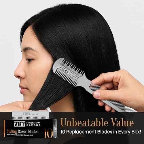 Fac?n Razor Comb for Hair Cutting - Professional Hair Cutting Comb Kit with 12 Replacement Blades, Double Edge Shaper for Salon & Home, Premium Styling Thinning Texturizing Split Ends Trimming Razor