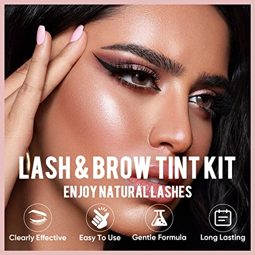 Libeauty Eyelash Color Kit Black Lash Color Volumizing Eyebrow Hair Color Kit DIY Use At Salon Or Home Natural Eyelash Treatment