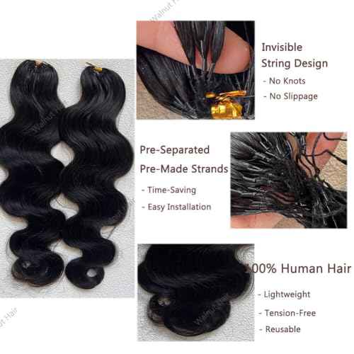 Body Wave Pre Separated Crochet Human Hair Braids Extensions Body Wave Brazilian Virgin Hair for Boho Braiding Knotless Feather Hair Extensions For Black Women Natural Color 20inch 60g