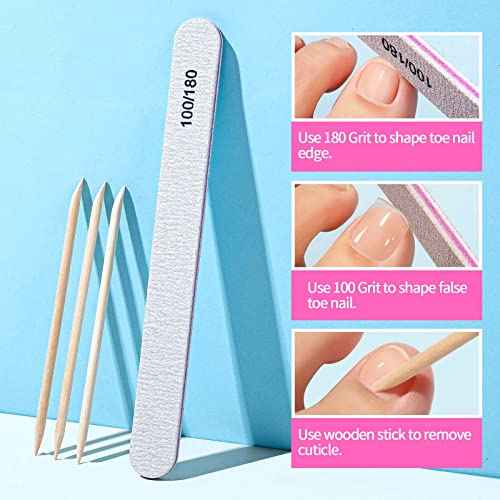 Teenitor Press On Toenail Tips with Glue, Clear False Toenails Kit, Acrylic Toe Tips
