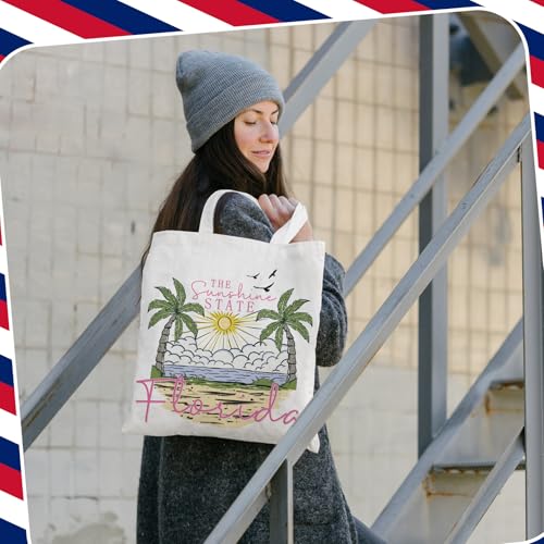 Reginary 6 Pcs City Souvenirs Gifts New York Italy Chicago Seattle Los Angeles Souvenir Canvas Tote Bag Cosmetic Bag Women
