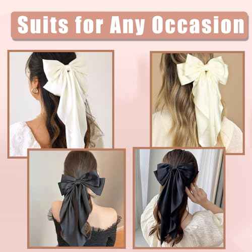 10 PCS Large Hair Bows Ribbon Bow for Women,Hair Bows for Womens,Oversized Long-tail Cute Aesthetic Hair Accessories,Large Hair Barrettes for Women,Big Bows for Girls£¨Warm brown