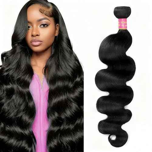 28 Inch Human Hair Bundles Body Wave Quick 1 Bundle for Women 12A 100% Unprocessed Brazilian Virgin Weave Wavy Human Hair Bundles Natural Black