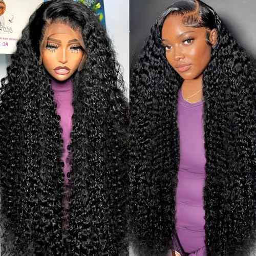 20 Inch 13x6 Deep Wave Lace Front Wigs Human Hair 200 Density 13x6 HD Lace Front Wigs Human Hair Pre Plucked Deep Curly Glueless Wig 100% Virgin Human Hair Lace Front Wigs for Women