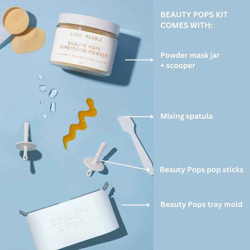 Love & Pebble Beauty Pops - Ice Roller Massage & Skin Care Ice Mask for Face Set with Turmeric & Aloe | Cryo Dermal Benefits of Ice Face Roller and Gua Sha, As Seen on Shark Tank and Tik Tok