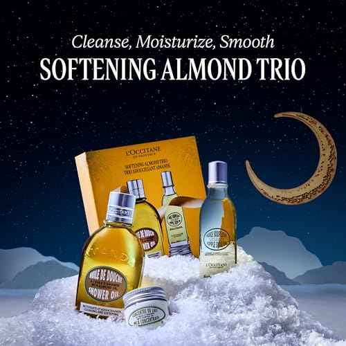 L¡¯Occitane Softening Almond Trio Gift Set, Holiday Skincare Essentials with Body Oils & Milk, Moisturizing Travel-Sized Daily Care for Smooth Skin