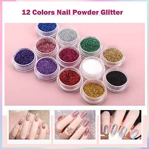 Nail Practice Hand for Acrylic Nails, Flexible Practice Nail Hand Training Kits, Movable Fake Nail Hand to Practice Fake Nails with Nail Drill, Nail Dryer Lamp, 12 Colors Acrylic Powder Beginners Kit