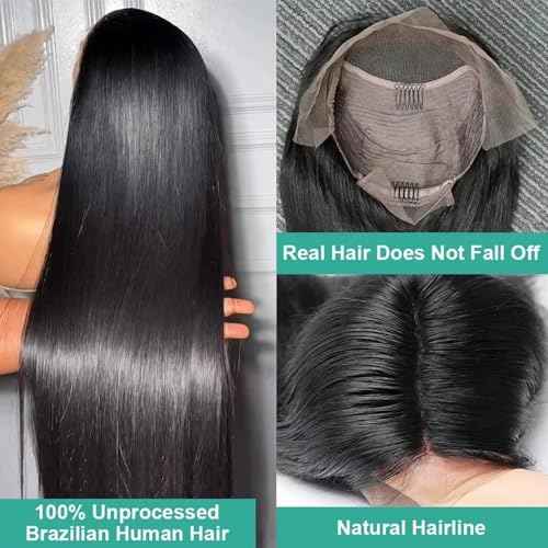 Lemoda Outlet Deals 13x4 Straight Lace Front Wigs Human Hair 180% Density 13x4 HD Transparent Lace Frontal Wig Pre Plucked 14A Brazilian Virgin Human Hair Wigs for Women 22 Inch