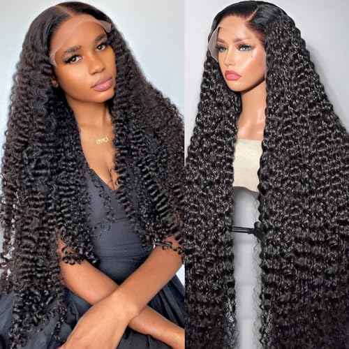 MISSJAY 13x6 Deep Wave Wig Human Hair 26 Inch Deep Wave Lace Front Wig Human Hair 200% Density Natural Color Deep Curly Wig Glueless Brazilian Virgin Hair Pre Plucked with Baby Hair for Women