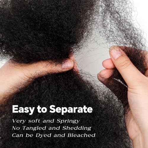 Afro Kinkys Bulk Human Hair, 22 Inch 50G/Pack Soft 4C Afro Kinky-Curly Human Hair Bulk for Twist Dreadlocks Extensions Repair Locs Natural Black 1 Pack (1B, 22inch)