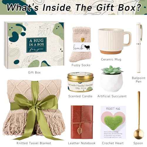 Self Care Gifts for Women Get Well Soon, Birthday Gifts for Women Care Package, Sending Hug Baskets Spa Gift Thinking of You After Surgery Inspirational Gift for New Mom Best Friend Birthday