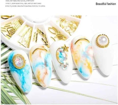 COOSLIM Gold Star Moon Nail Charms 2 Box Nails Art Studs 3D Metallic Star Moon Nails Studs Rhinestones Star Nail Jewelry Decoration Supplies Kit for Women Girls Acrylic DIY Nail Art Accessories D