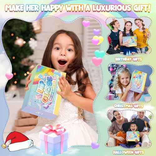 Jcoos Lip Gloss Making Kit - Keychain DIY Lip Gloss Set for Teens Kids, DIY Lipgloss Making Kit, Make Your Own Lip Gloss Kit, Moisturizing Glitter Keychain Kids Gifts Tweens Girls Christmas 10-12