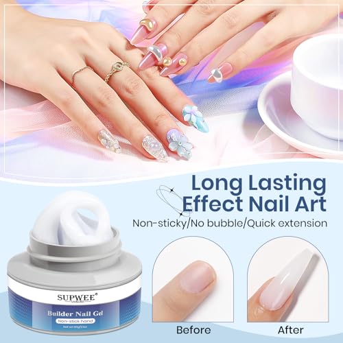 Solid Builder Gel for Nails, White 60g/2.1oz, 3D Sculpting Gel for Nail Art, No Stick Hand Hard Gel for Nail Extension, Nail Carving, 5D Patterns, Embossing Nail Decoration Soak Off UV LED