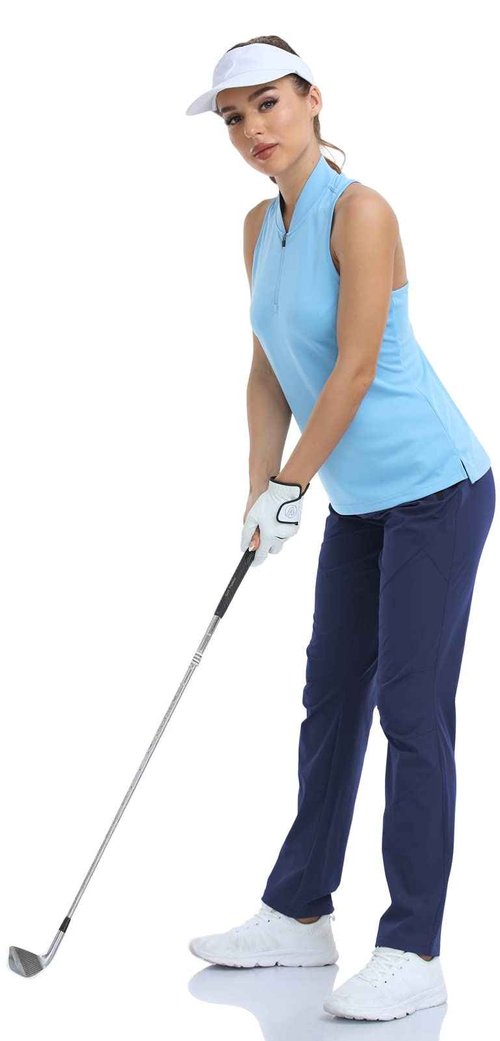 SPOSULEI Travel Pants Womens Golf Quick Dry Lightweight Wrinkle Free Stretch Spandex Nylon Pants with Zipper Pockets Darkblue