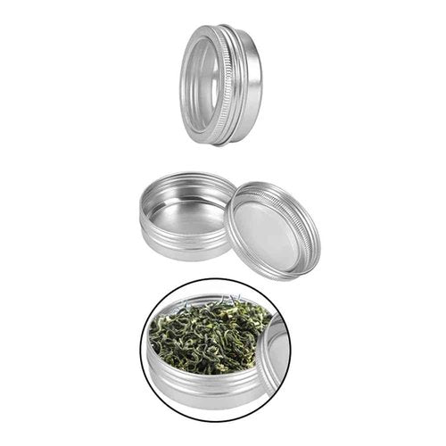 75 Pcs Clear Window Aluminum Round Cans,Candle Containers with Screw Lid,2 Oz Metal Round Tins for Crafts,Cosmetic, DIY