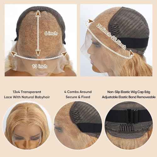 30 Inch Honey Blonde Lace Front Wigs Human Hair 180% Density 13x6 Body Wave HD Lace Front Wigs Pre Plucked With Baby Hair 27# Colored Wigs for Women