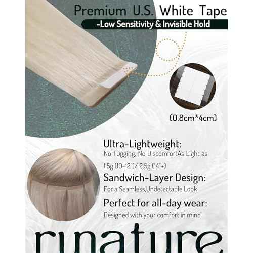RUNATURE Blonde Tape in Hair Extensions Human Hair 24 Inch Platinum Blonde Tape in Extensions Seamless PU Tape ins Human Hair Extensions Long Remy Hair Soft Straight Hair 50g 20pcs