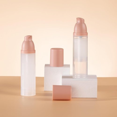 Lulupack Travel Pump Bottle for Lotion - Airless Pump Container 1.7oz Empty for Cosmetic Oil - Small Dispenser Refillable for Travel Size Shampoo Mini Jar for Toiletry Foundation Makeup 50ml 6pcs Pink