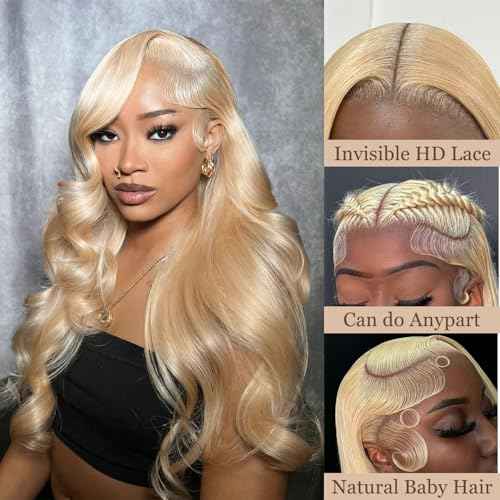13x4 Body Wave Frontal Transparent HD Closure Human Hair 613 Blonde Brazilian Virgin Hair Ear To Ear Lace Frontal Closure Pre Plucked With Baby Hair 22inch