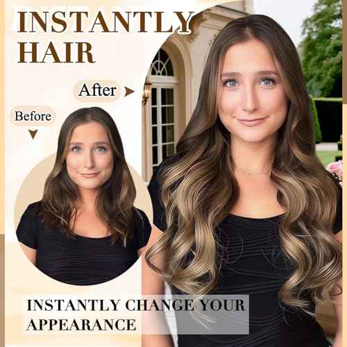 Clip in Hair Extensions Real Human Hair, 24 inch 120g, Balayage Invisible Remy Human hair Clip in Extensions for Women Seamless Straight 8Pcs Double Weft Dark Brown to Chestnut Brown